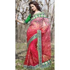 Vine & Paisely Embroidered Transparent Saree